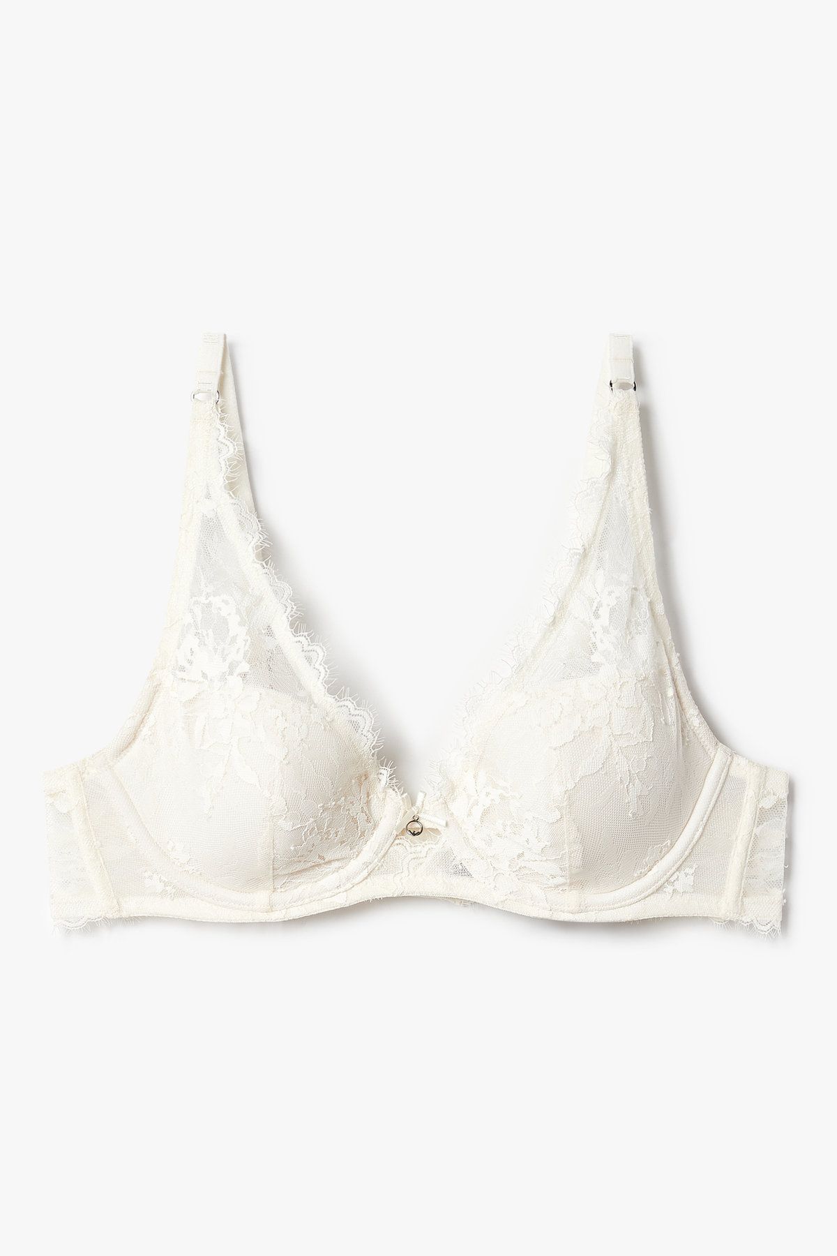 엠포리오 아르마니 언더웨어(EMPORIO ARMANI UNDERWEAR) 여성 플라워 자수 패디드 발코넷 브라_아이보리 0825384524