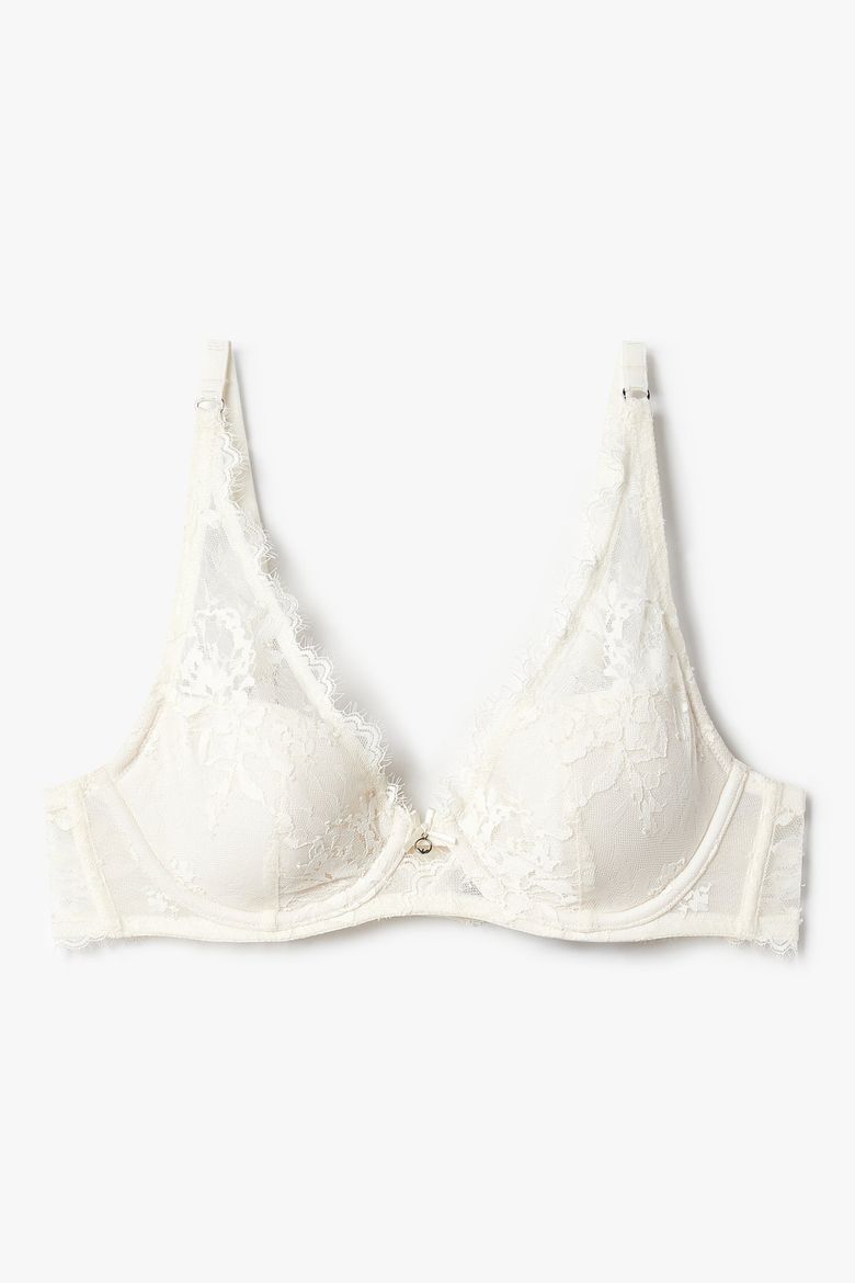 여성 플라워 자수 패디드 발코넷 브라_아이보리 0825384524