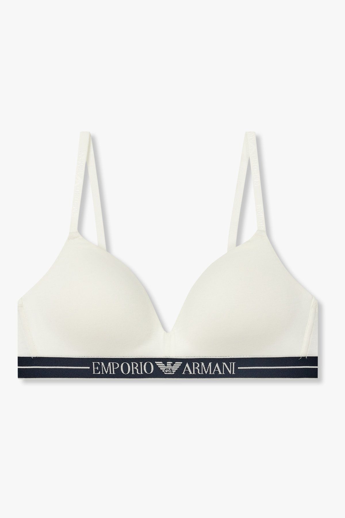 엠포리오 아르마니 언더웨어(EMPORIO ARMANI UNDERWEAR) 여성 라인 밴딩 패디드 트라이앵글 브라_화이트 0825381501