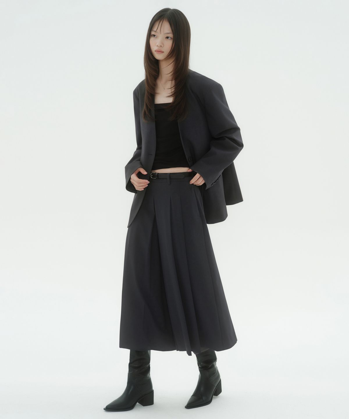무신사 스탠다드 우먼(MUSINSA STANDARD WOMAN) 우먼즈 라이트웨이트 스커트 슬랙스 [그레이]