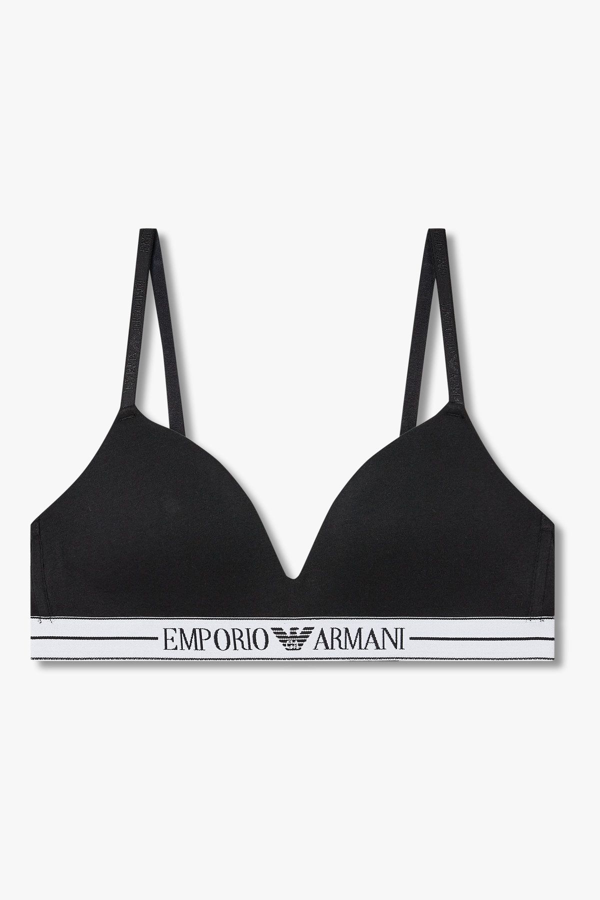 엠포리오 아르마니 언더웨어(EMPORIO ARMANI UNDERWEAR) 여성 라인 밴딩 패디드 트라이앵글 브라_블랙 0825381503