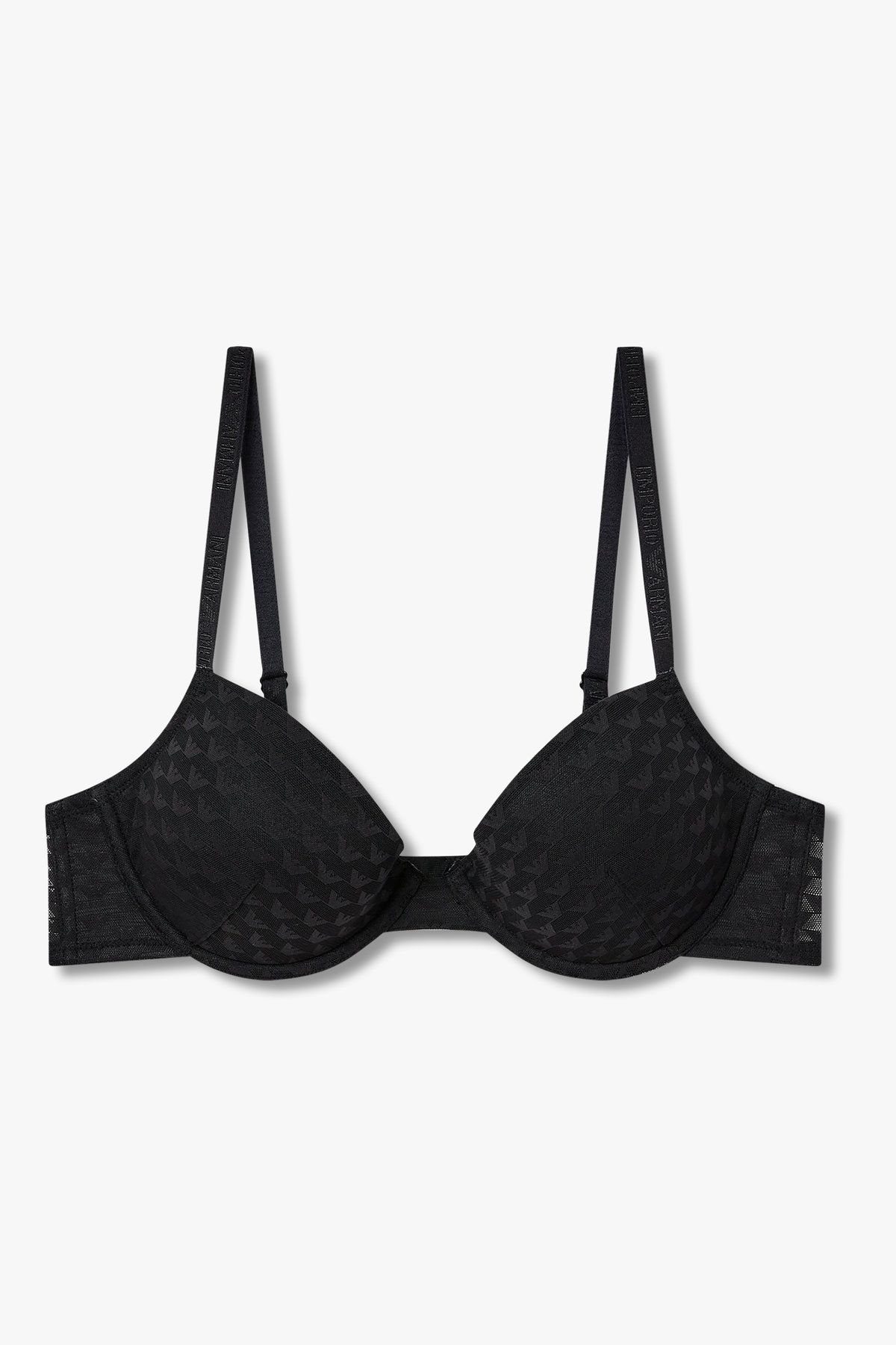 엠포리오 아르마니 언더웨어(EMPORIO ARMANI UNDERWEAR) 여성 이글 패턴 메쉬 리무버블 푸쉬업 브라_블랙 0825385523