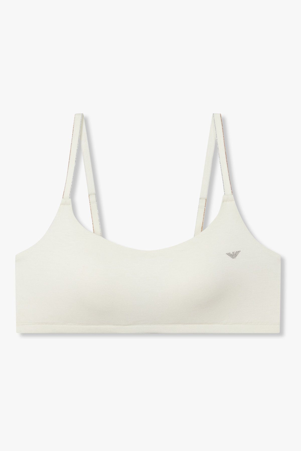 엠포리오 아르마니 언더웨어(EMPORIO ARMANI UNDERWEAR) 여성 메탈릭 스트랩 패디드 브라렛 브라_화이트 0825381538