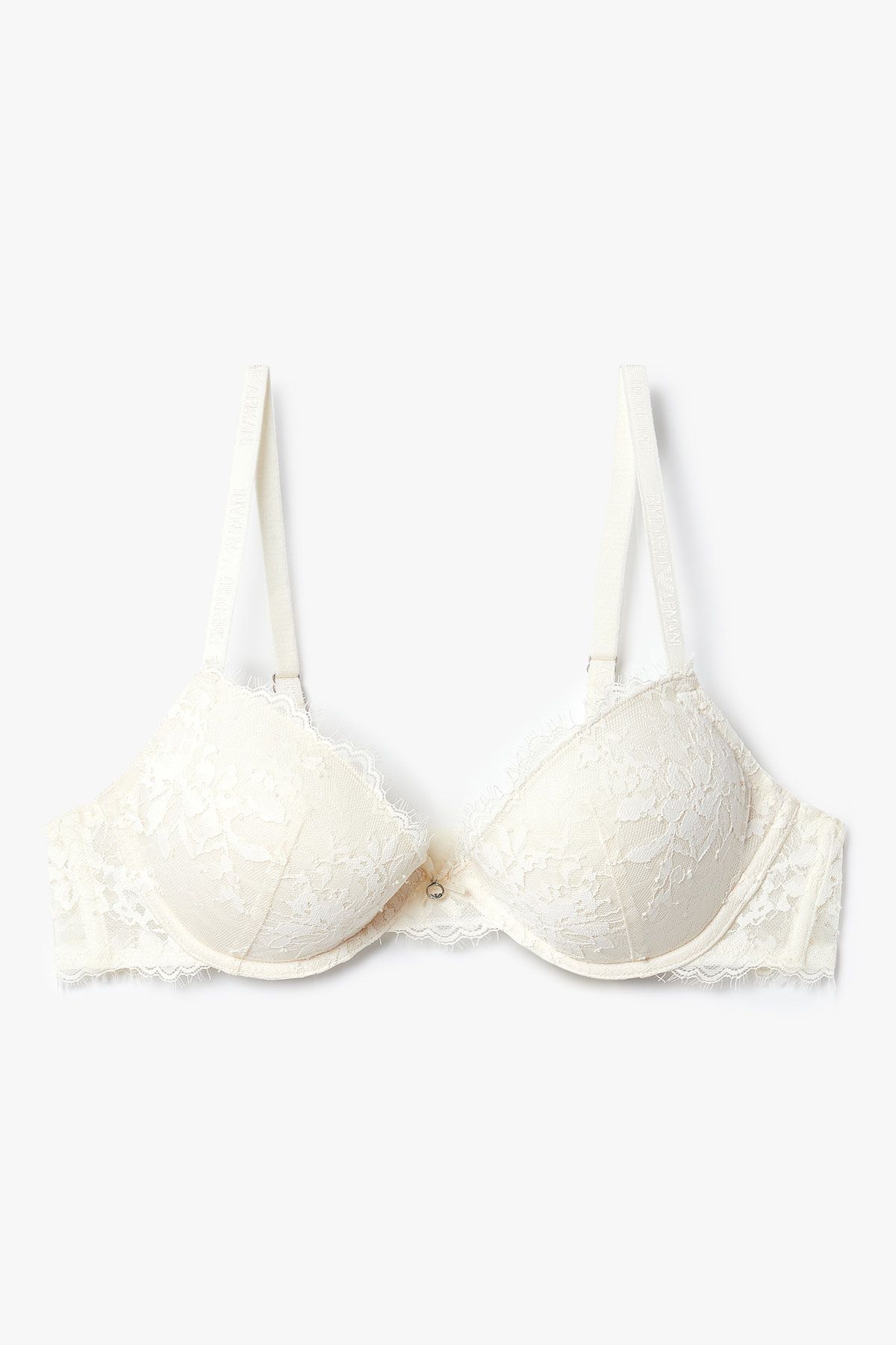 엠포리오 아르마니 언더웨어(EMPORIO ARMANI UNDERWEAR) 여성 플라워 자수 리무버블 푸쉬업 브라_아이보리 0825385524