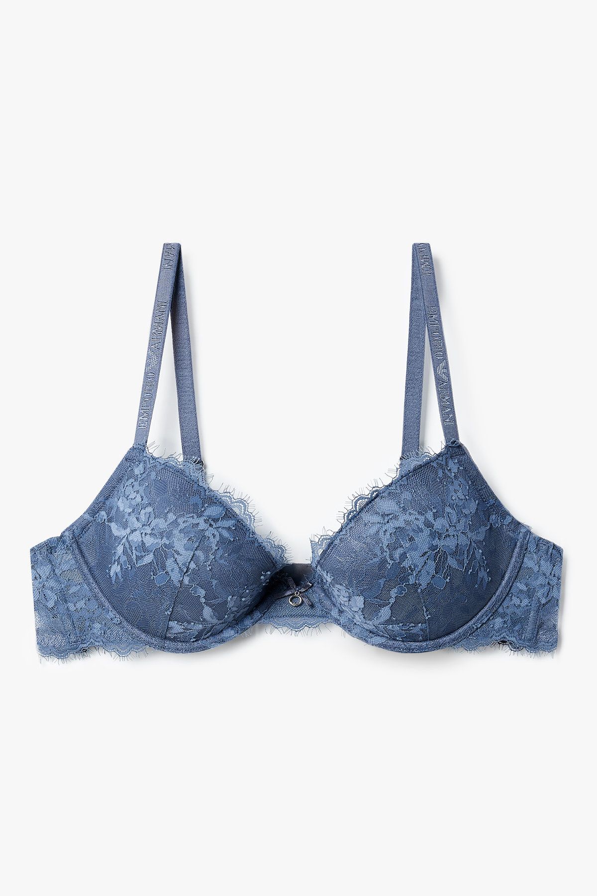엠포리오 아르마니 언더웨어(EMPORIO ARMANI UNDERWEAR) 여성 플라워 자수 리무버블 푸쉬업 브라_인디고 0825385526