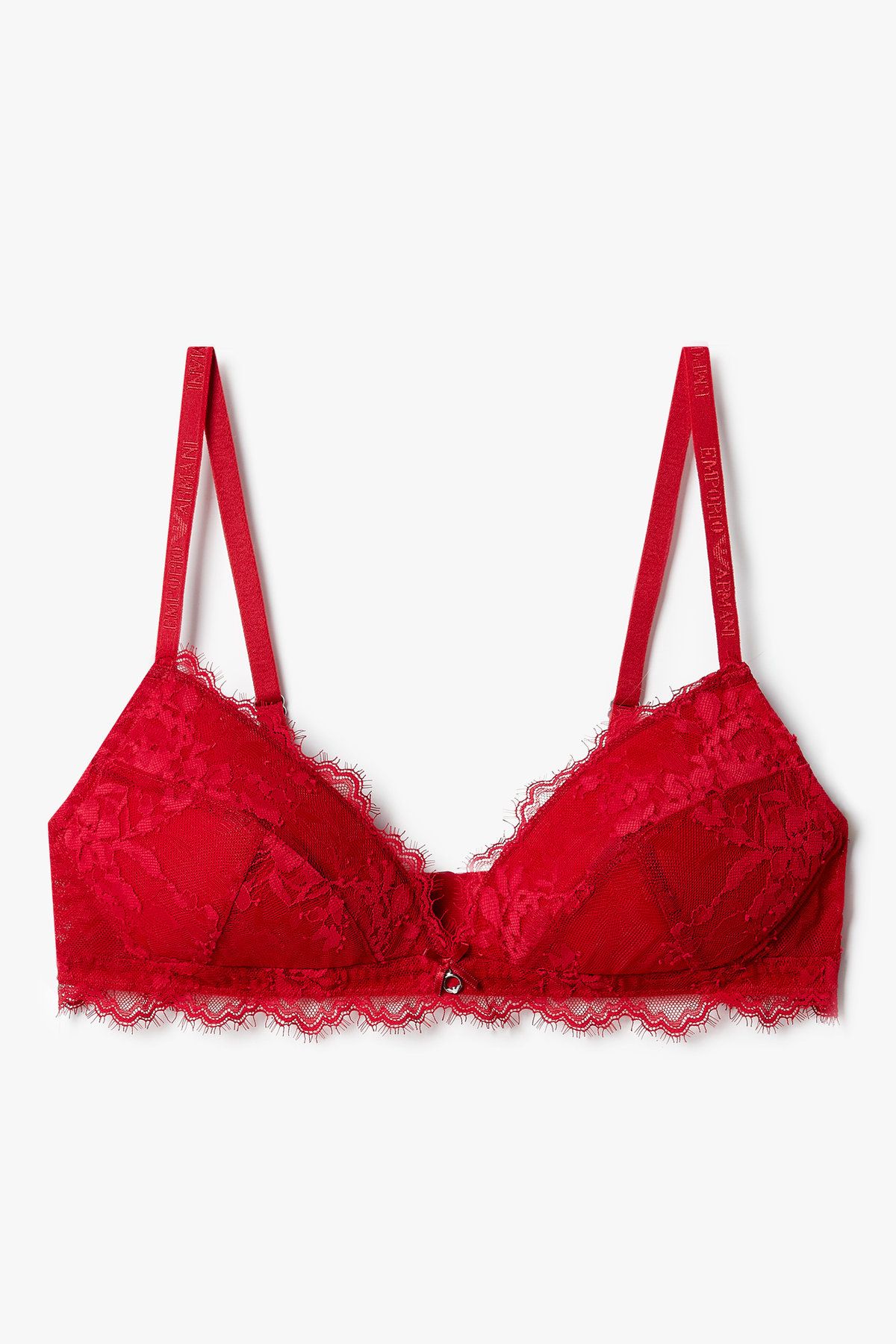 엠포리오 아르마니 언더웨어(EMPORIO ARMANI UNDERWEAR) 여성 플라워 자수 패디드 트라이앵글 브라_레드 0825381525