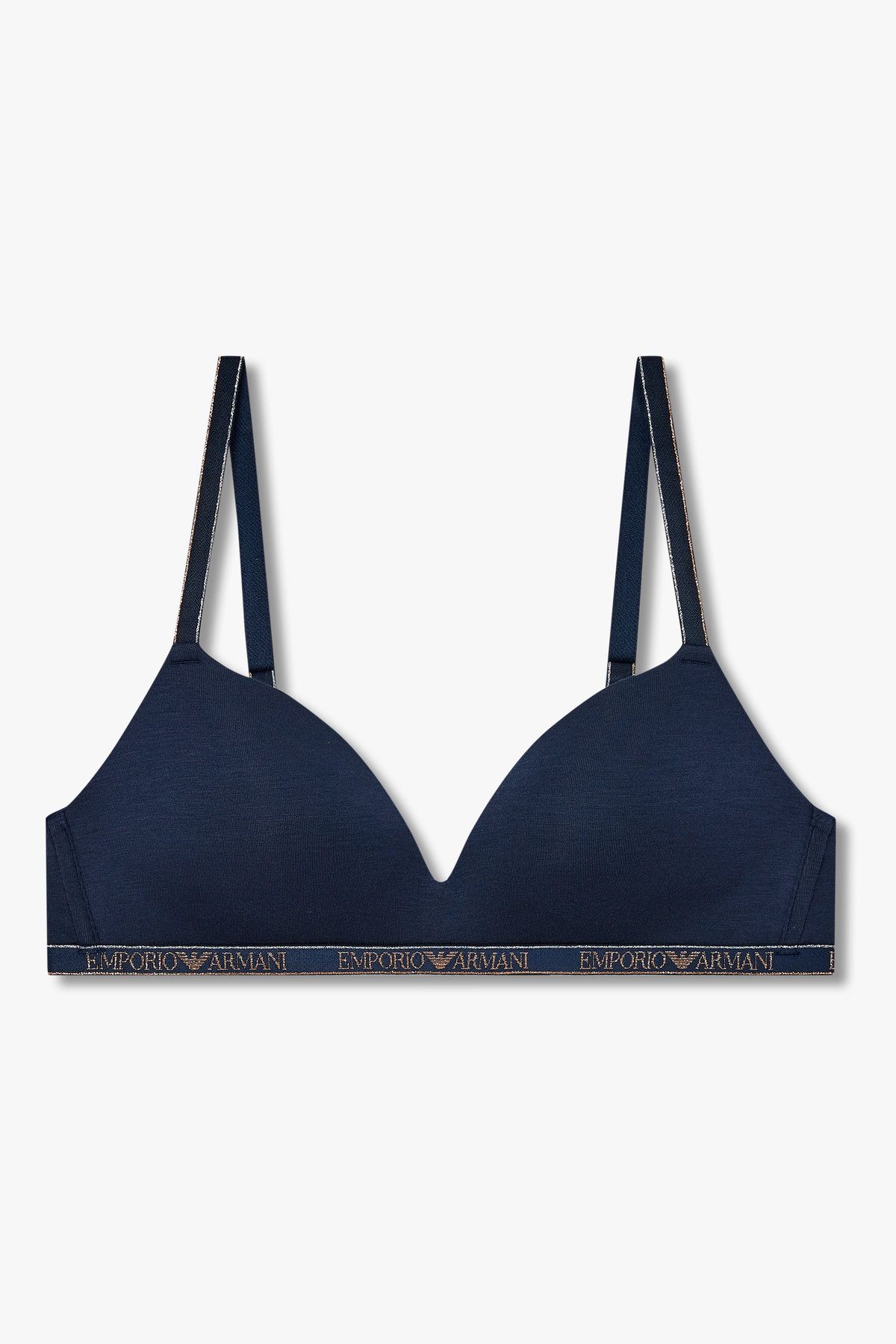 엠포리오 아르마니 언더웨어(EMPORIO ARMANI UNDERWEAR) 여성 메탈릭 밴딩 패디드 트라이앵글 브라_마린 0825381506
