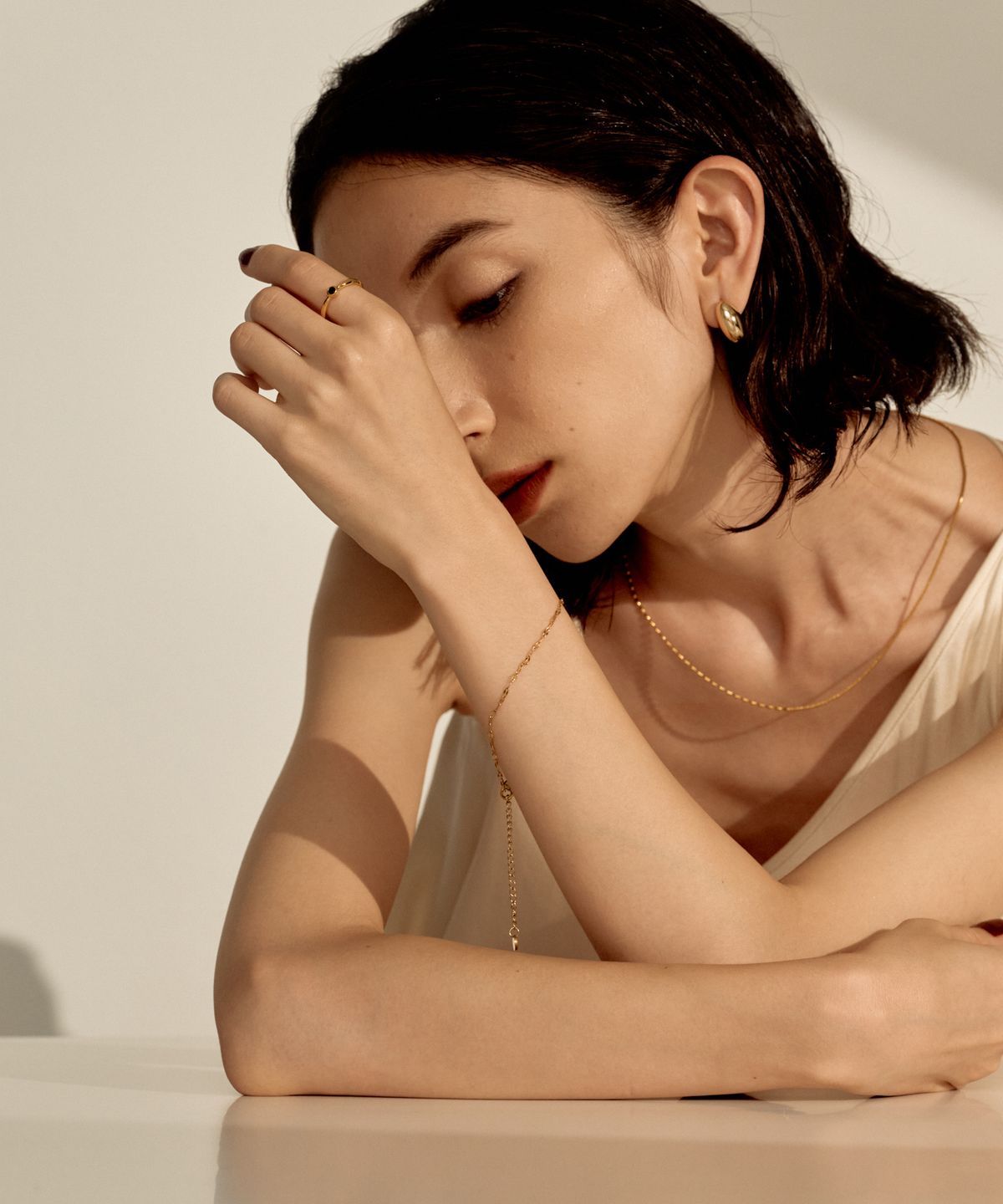 노비스도쿄(NOVICE TOKYO) 페탈 체인 팔찌 Petal Chain Bracelet［Stainless］ / Gold
