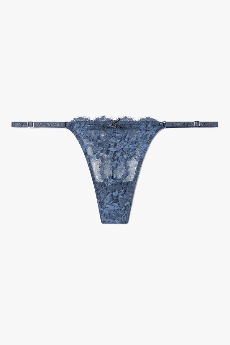 여성 플라워 자수 스트랩 티팬티_인디고 0825310526