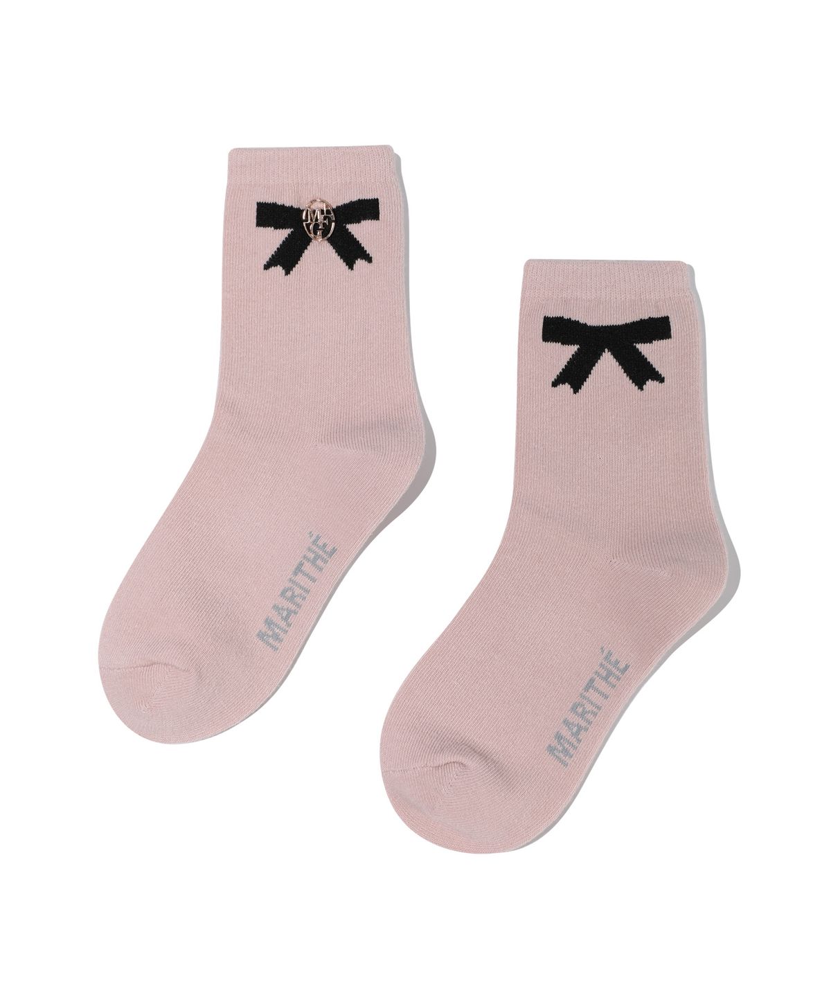 마리떼 키즈(MARITHÉ KIDS) KIDS W CIRCLE LOGO RIBBON SOCKS dark pink