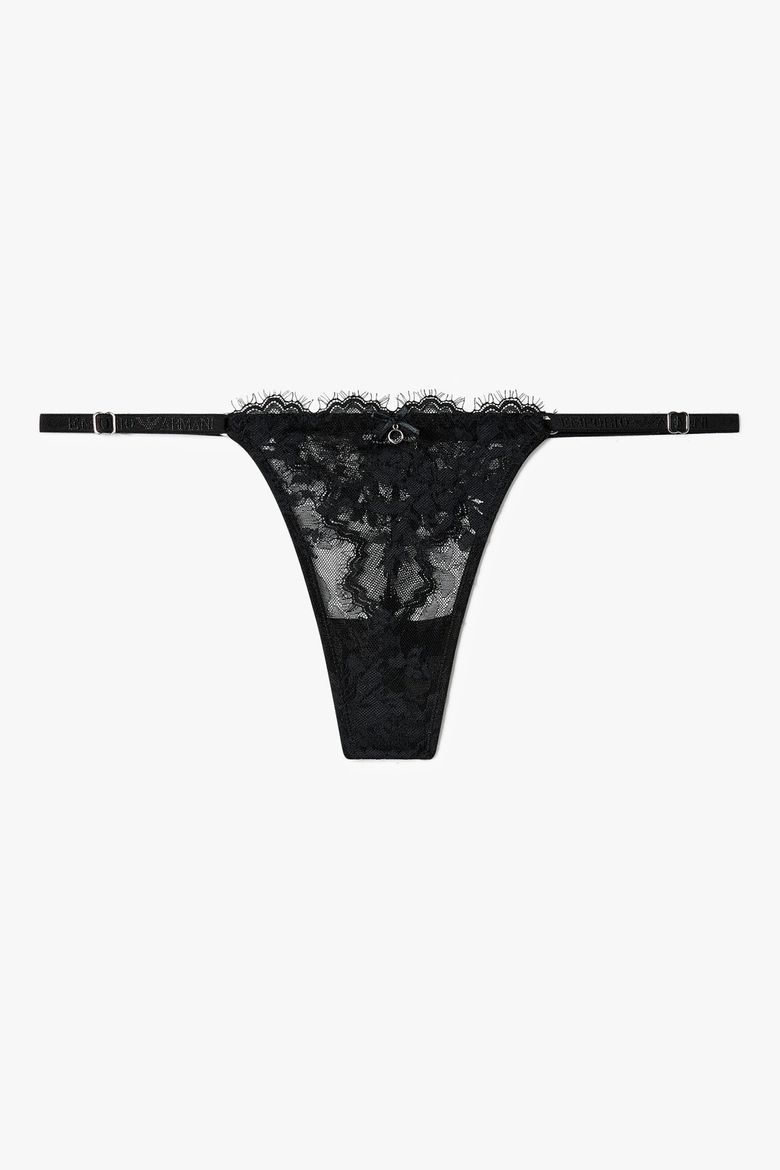 여성 플라워 자수 스트랩 티팬티_블랙 0825310527