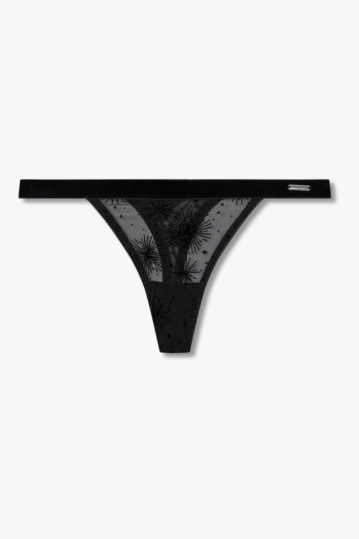 엠포리오 아르마니 언더웨어(EMPORIO ARMANI UNDERWEAR) 여성 플록 패턴 시스루 티팬티_블랙 0825310531