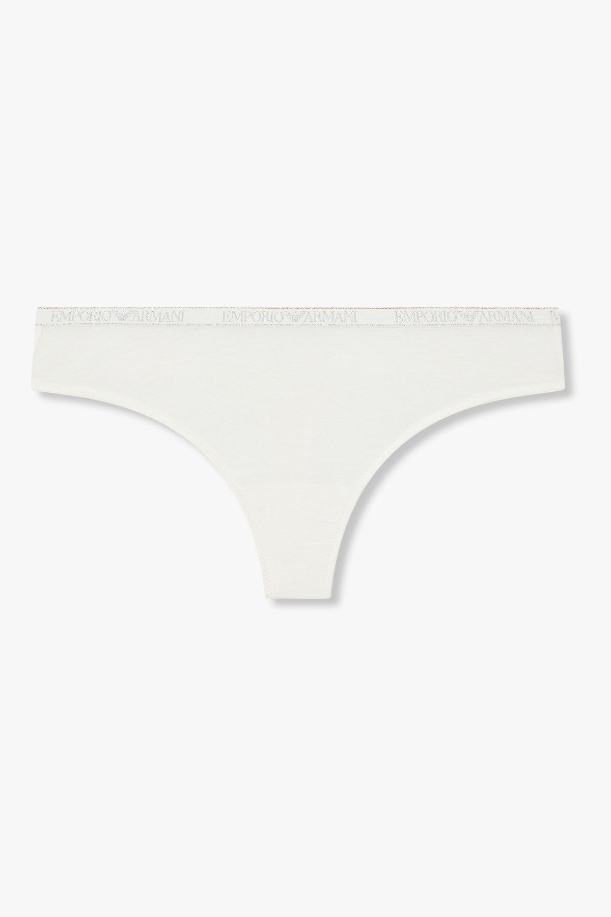 엠포리오 아르마니 언더웨어(EMPORIO ARMANI UNDERWEAR) 여성 메탈릭 밴딩 레이온 티팬티_화이트 0825310504