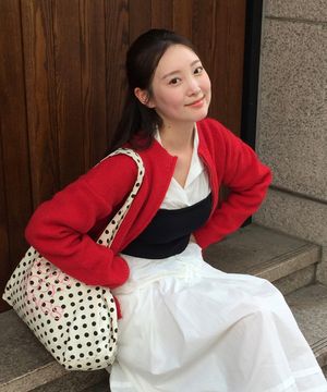 투웨이 니트 집업 레드