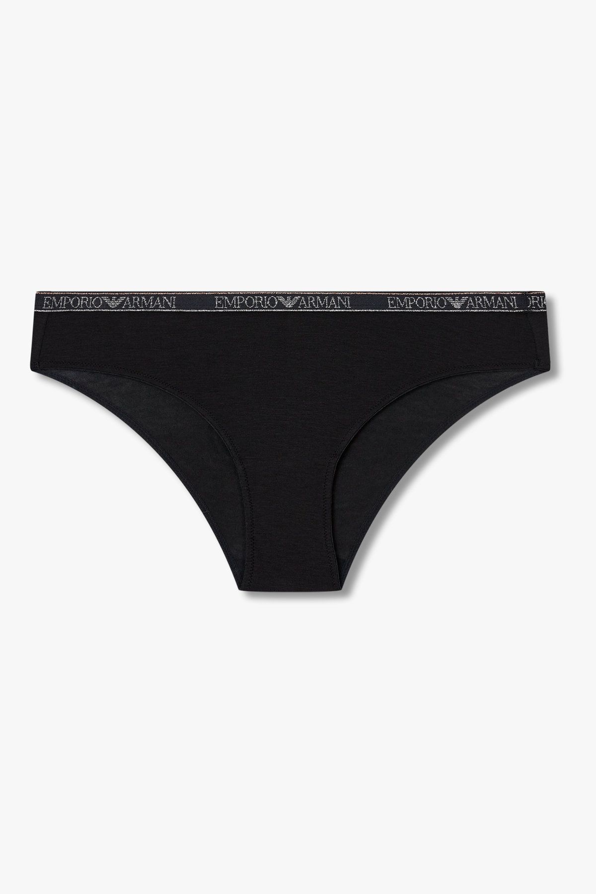 엠포리오 아르마니 언더웨어(EMPORIO ARMANI UNDERWEAR) 여성 메탈릭 밴딩 레이온 브리프_블랙 0825311507
