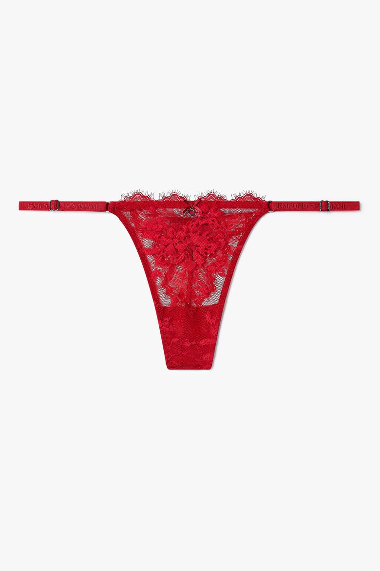 여성 플라워 자수 스트랩 티팬티_레드 0825310525