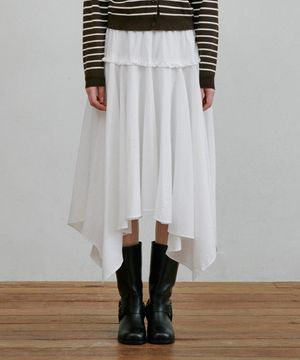 레이스 언발 롱스커트 아이보리