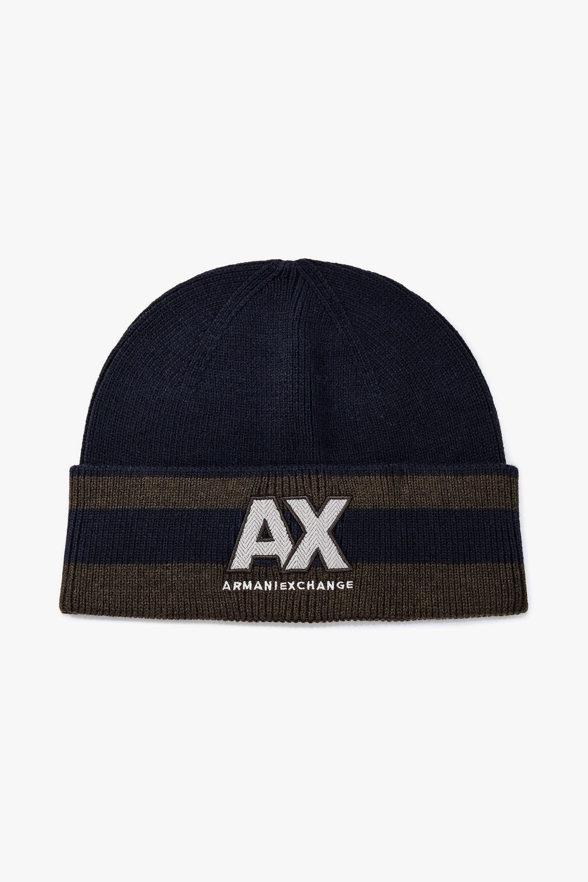 아르마니 익스체인지(ARMANI EXCHANGE) 남성 울 블렌드 스트라이프 비니_다크 네이비 A415372004