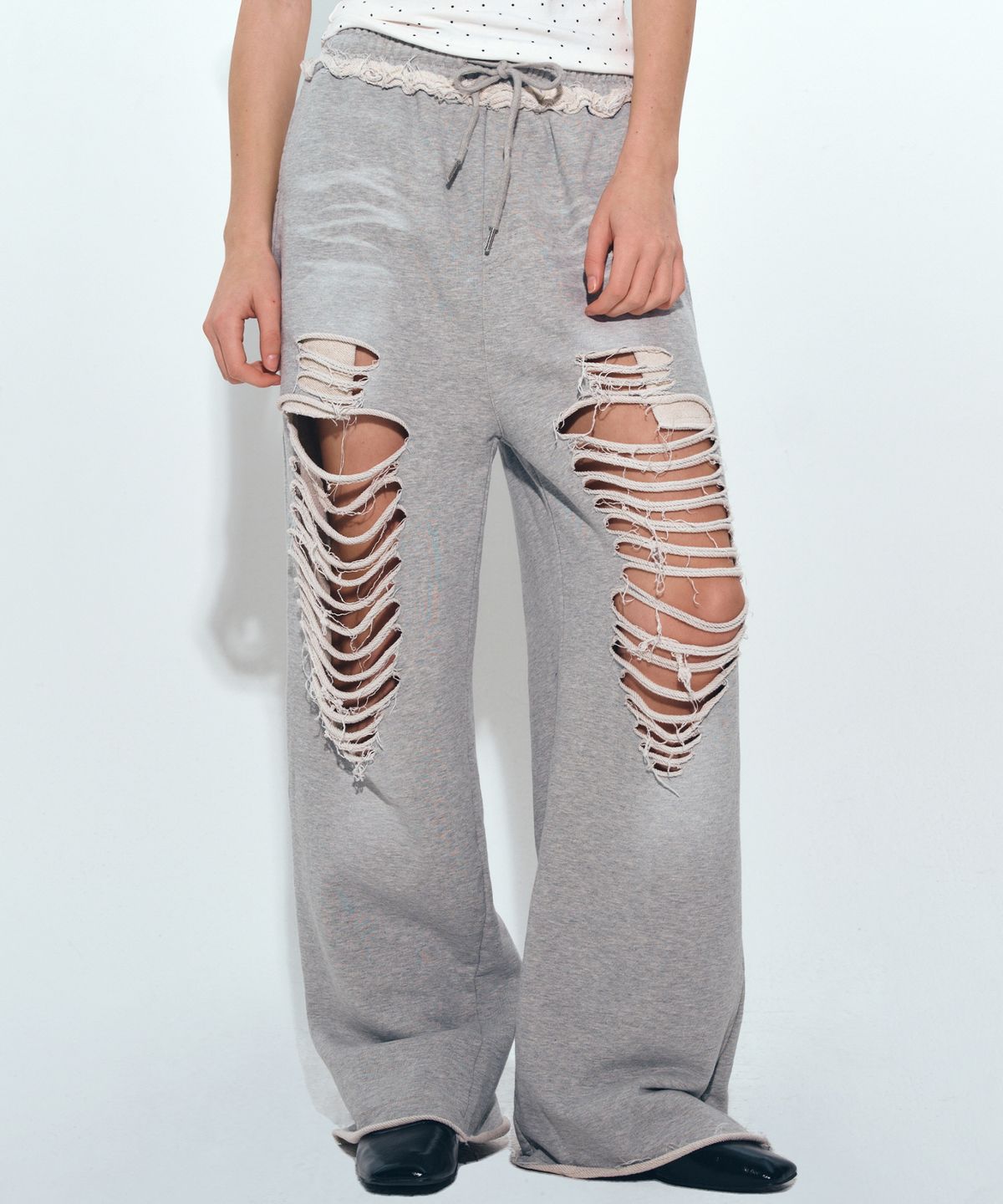 닉앤니콜(NICK&NICOLE) DESTROYED COTTON LOUNGE PANTS_GRAY
