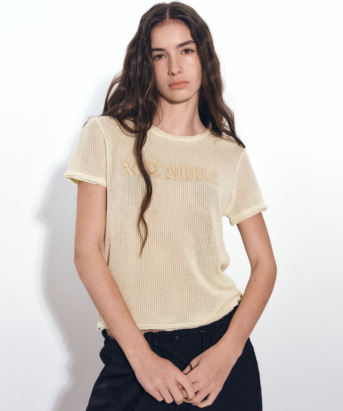 닉앤니콜(NICK&NICOLE) NICOLE WASHED WAFFLE HALF KNIT_CREAM
