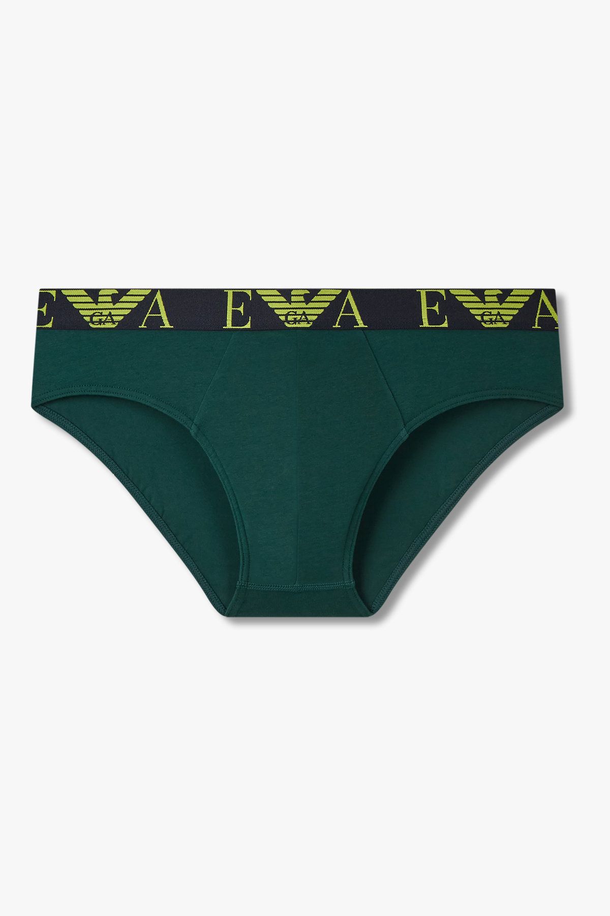 엠포리오 아르마니 언더웨어(EMPORIO ARMANI UNDERWEAR) 남성 빅 로고 밴딩 코튼 브리프_그린 0815311304