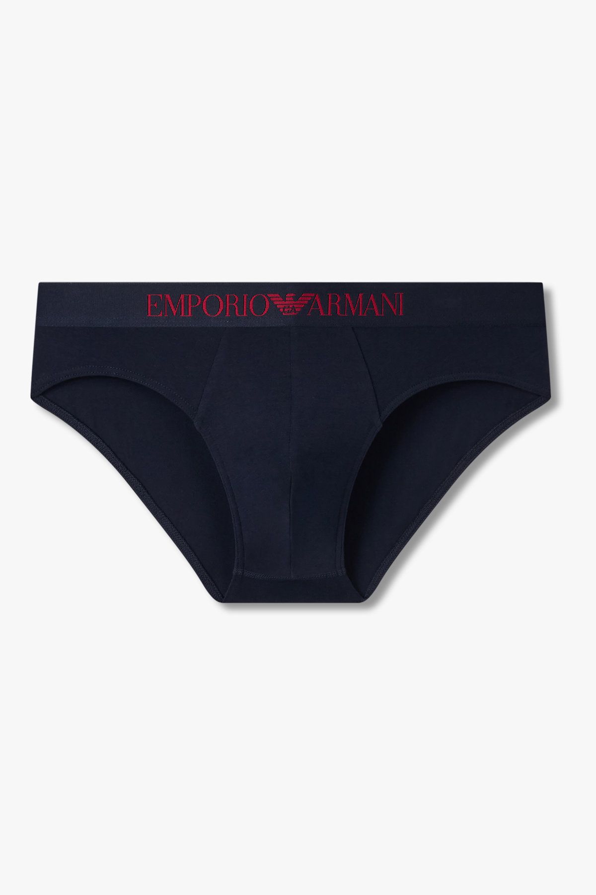 엠포리오 아르마니 언더웨어(EMPORIO ARMANI UNDERWEAR) 남성 로고 밴딩 솔리드 코튼 브리프_다크 블루 0815311036