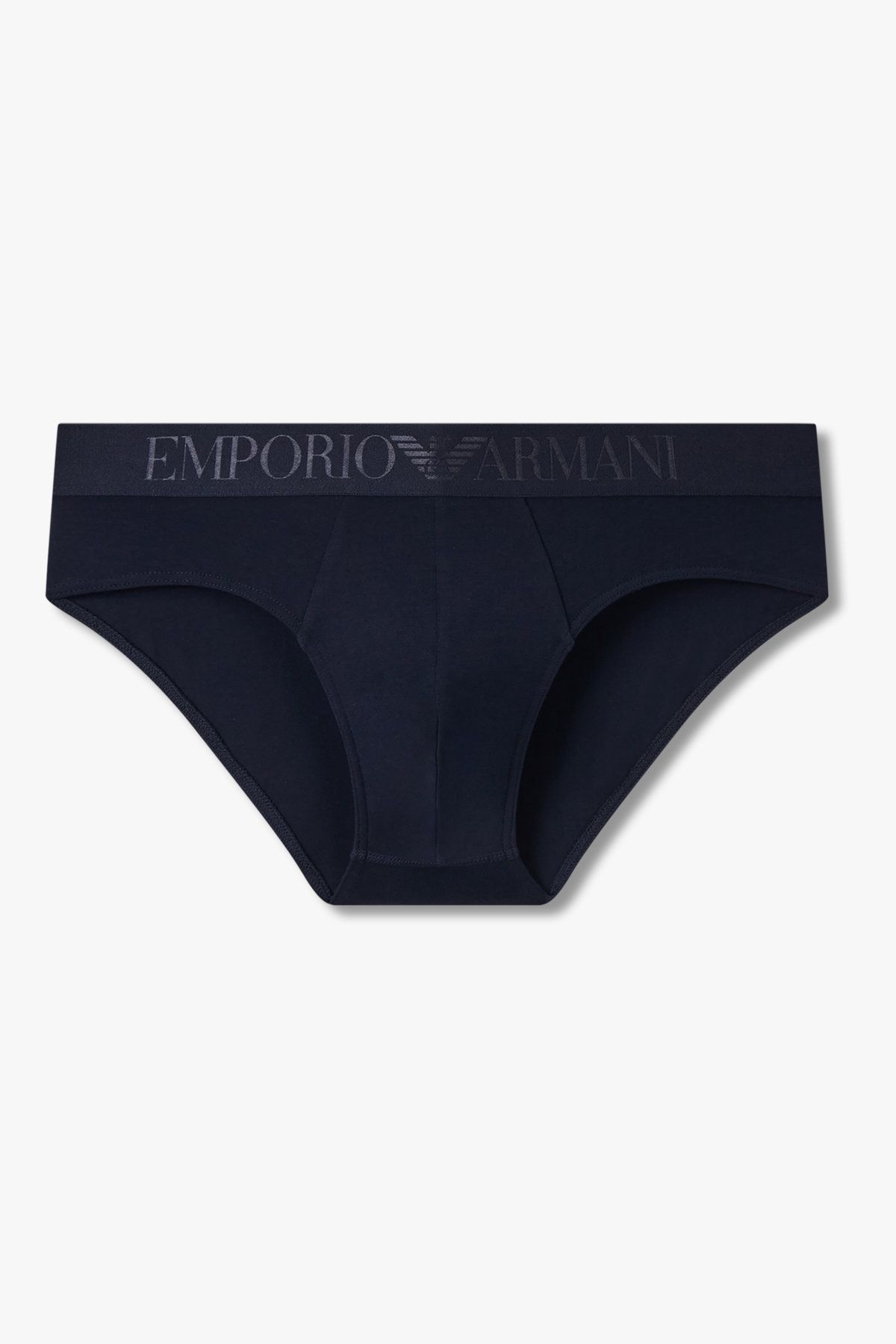 엠포리오 아르마니 언더웨어(EMPORIO ARMANI UNDERWEAR) 남성 글로시 로고 밴딩 코튼 브리프_네이비 0815311057