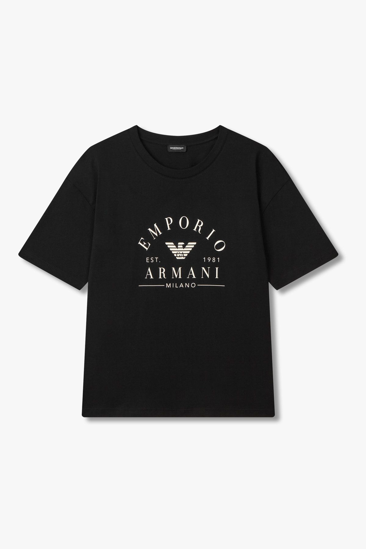 엠포리오 아르마니 언더웨어(EMPORIO ARMANI UNDERWEAR) 여성 숏 슬리브 루즈 핏 라운지 티셔츠_블랙 0825334505