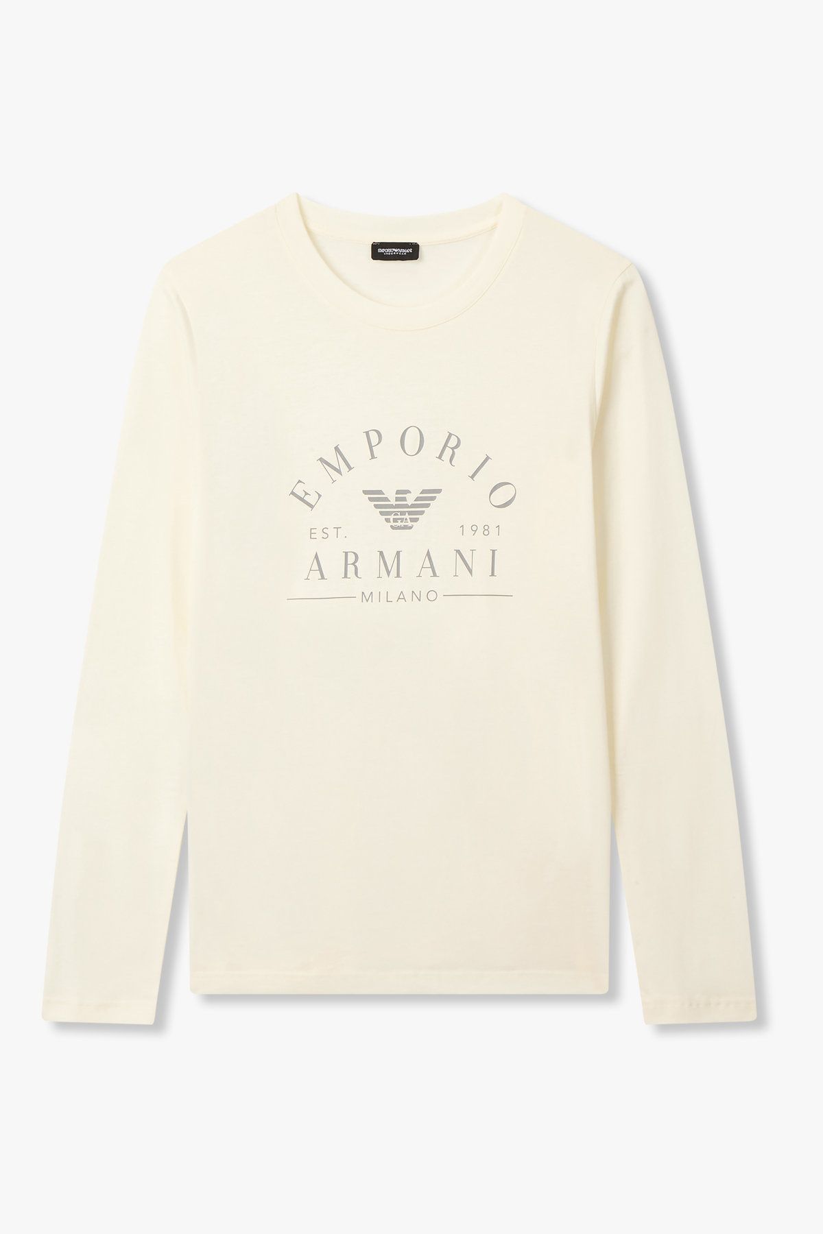 엠포리오 아르마니 언더웨어(EMPORIO ARMANI UNDERWEAR) 여성 롱 슬리브 크루넥 라운지 티셔츠_아이보리 0825336509