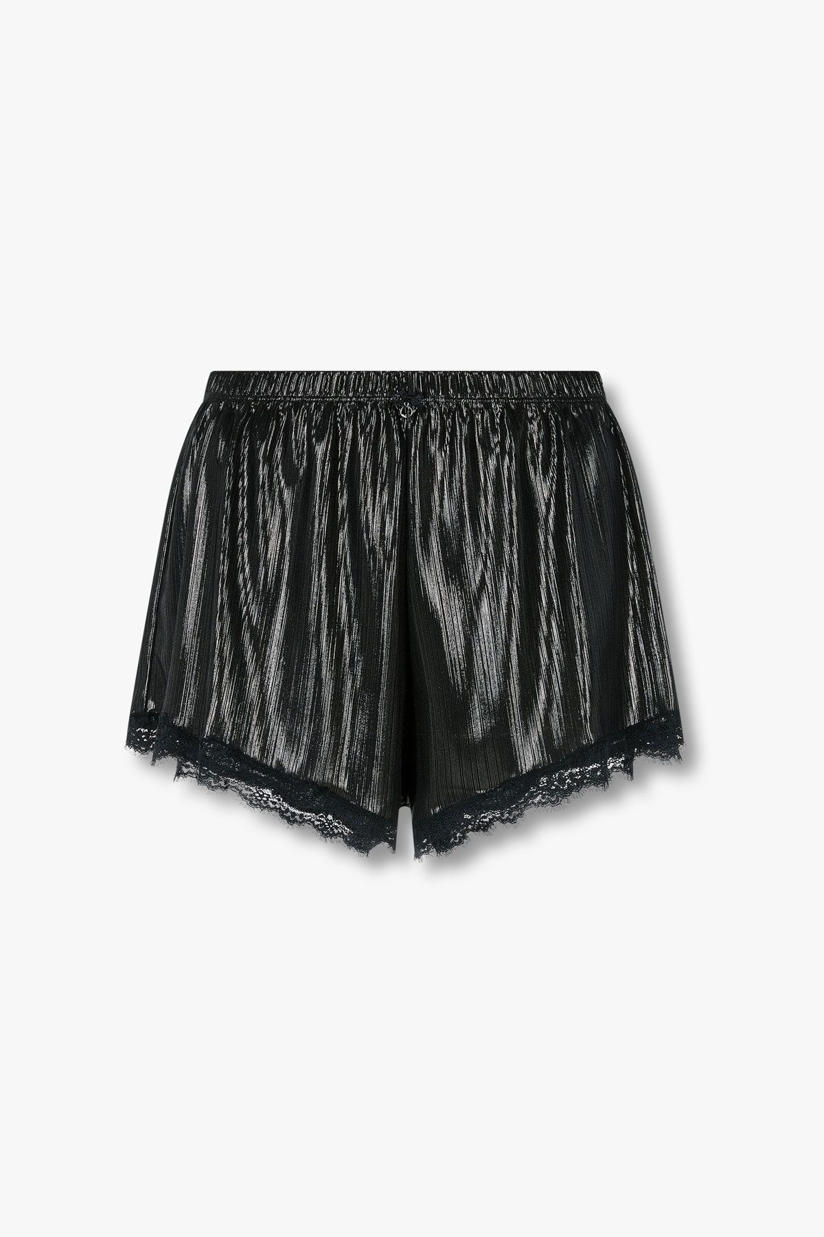 엠포리오 아르마니 언더웨어(EMPORIO ARMANI UNDERWEAR) 여성 샤이니 리브드 라운지 쇼츠_블랙 0825331501