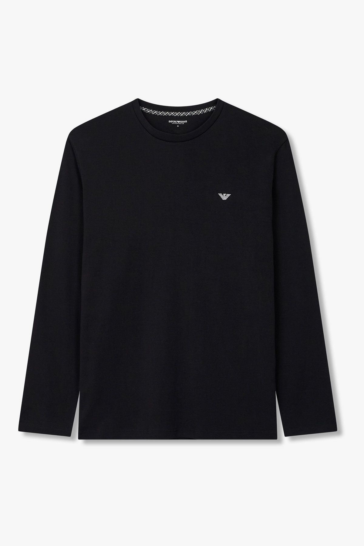 엠포리오 아르마니 언더웨어(EMPORIO ARMANI UNDERWEAR) 남성 로고 자수 코튼 라운지 티셔츠_블랙 0815336013