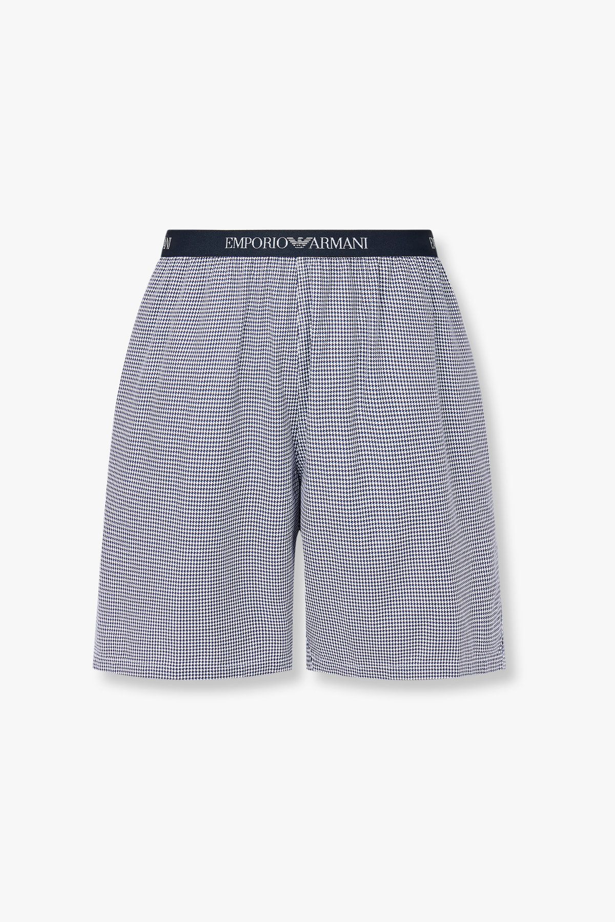 엠포리오 아르마니 언더웨어(EMPORIO ARMANI UNDERWEAR) 남성 체크 패턴 엘라스틱 라운지 쇼츠_블루 0815331005