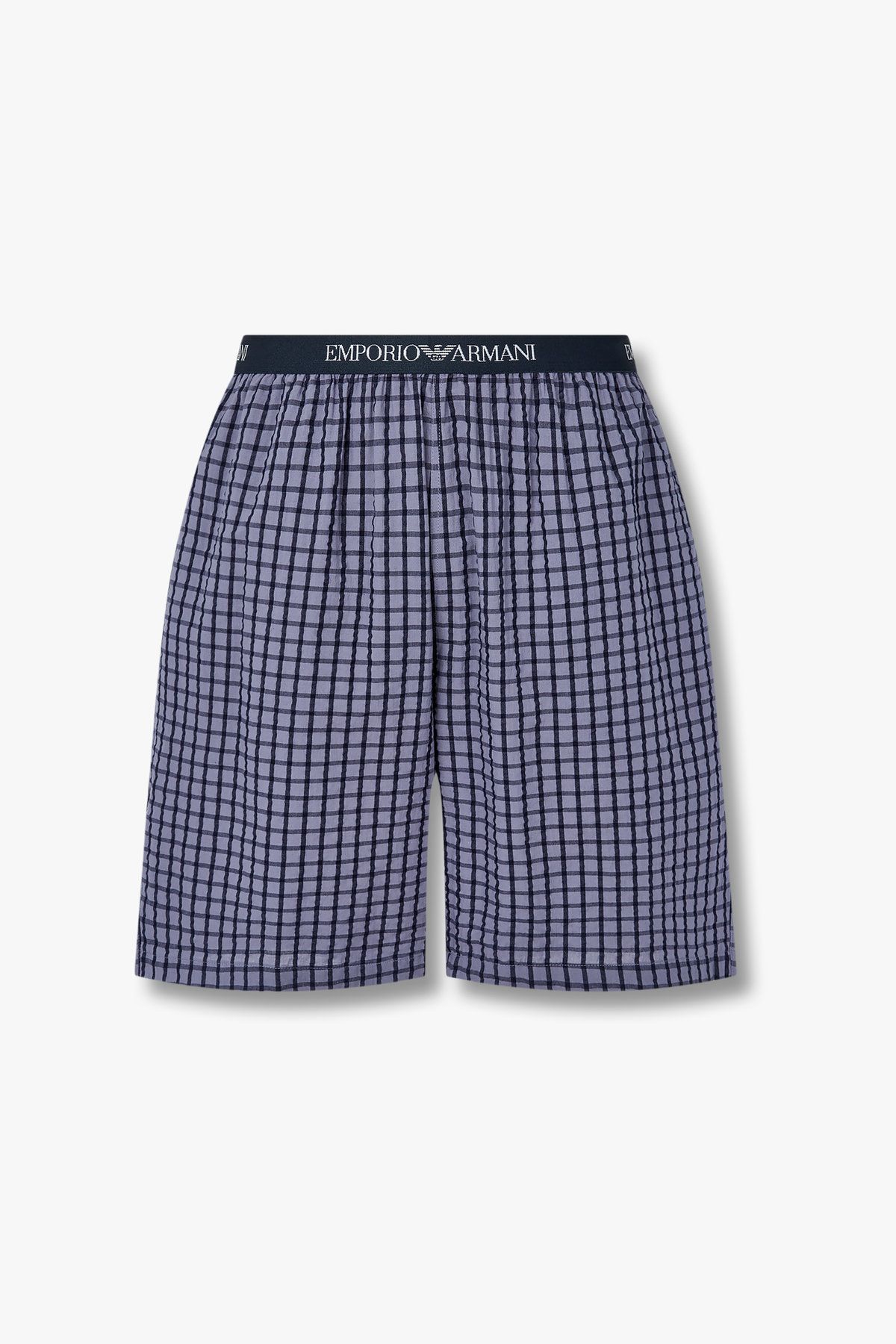 엠포리오 아르마니 언더웨어(EMPORIO ARMANI UNDERWEAR) 남성 체크 패턴 엘라스틱 라운지 쇼츠_다크블루 0815331006
