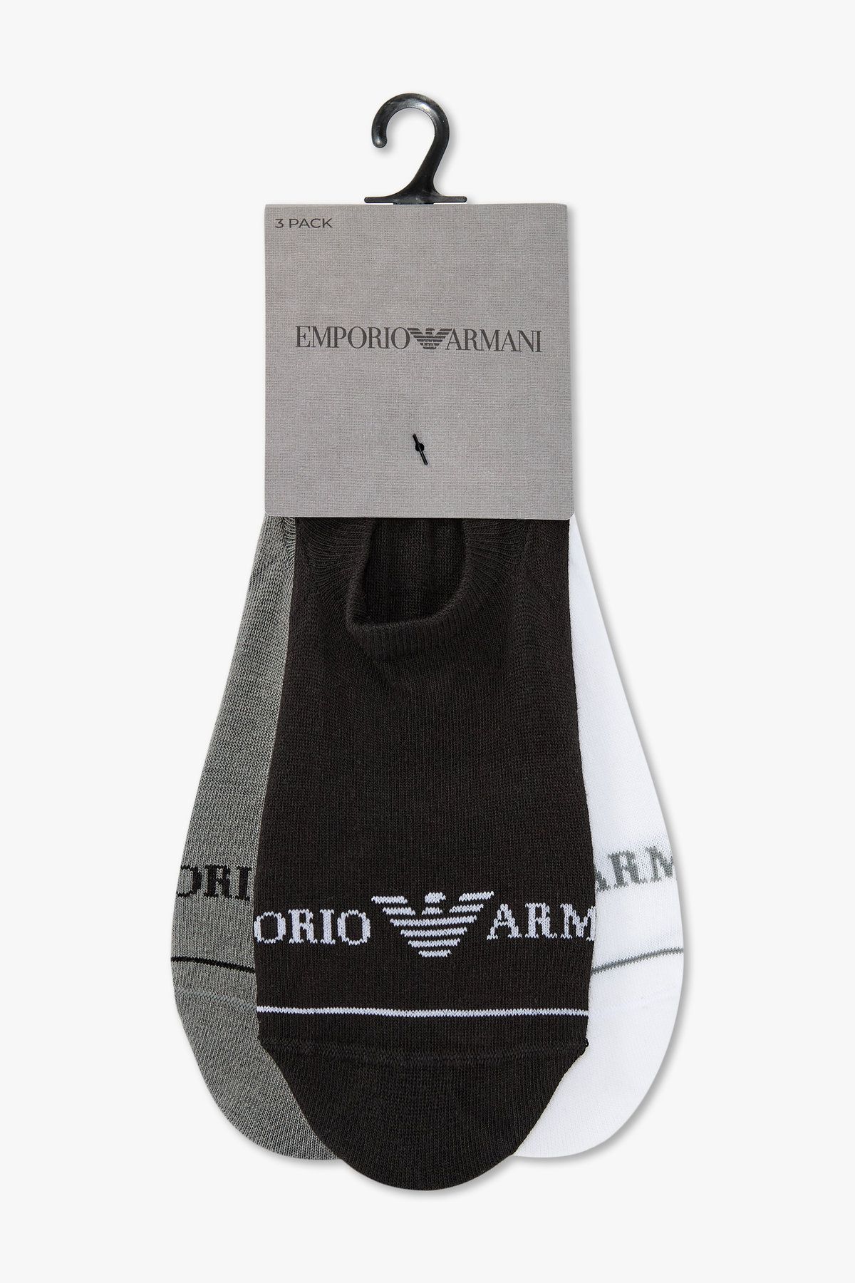 엠포리오 아르마니 언더웨어(EMPORIO ARMANI UNDERWEAR) 남성 로고 푸티 삭스 3PACK_멀티 0815345001