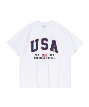 USA 플래그 반팔티셔츠 (화이트)
