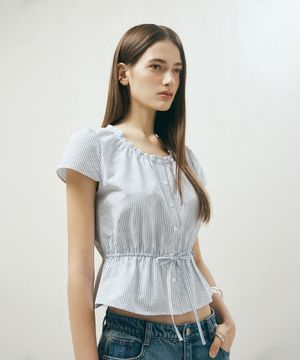 R넥 스트링 페전트 블라우스_MIWBWF818G