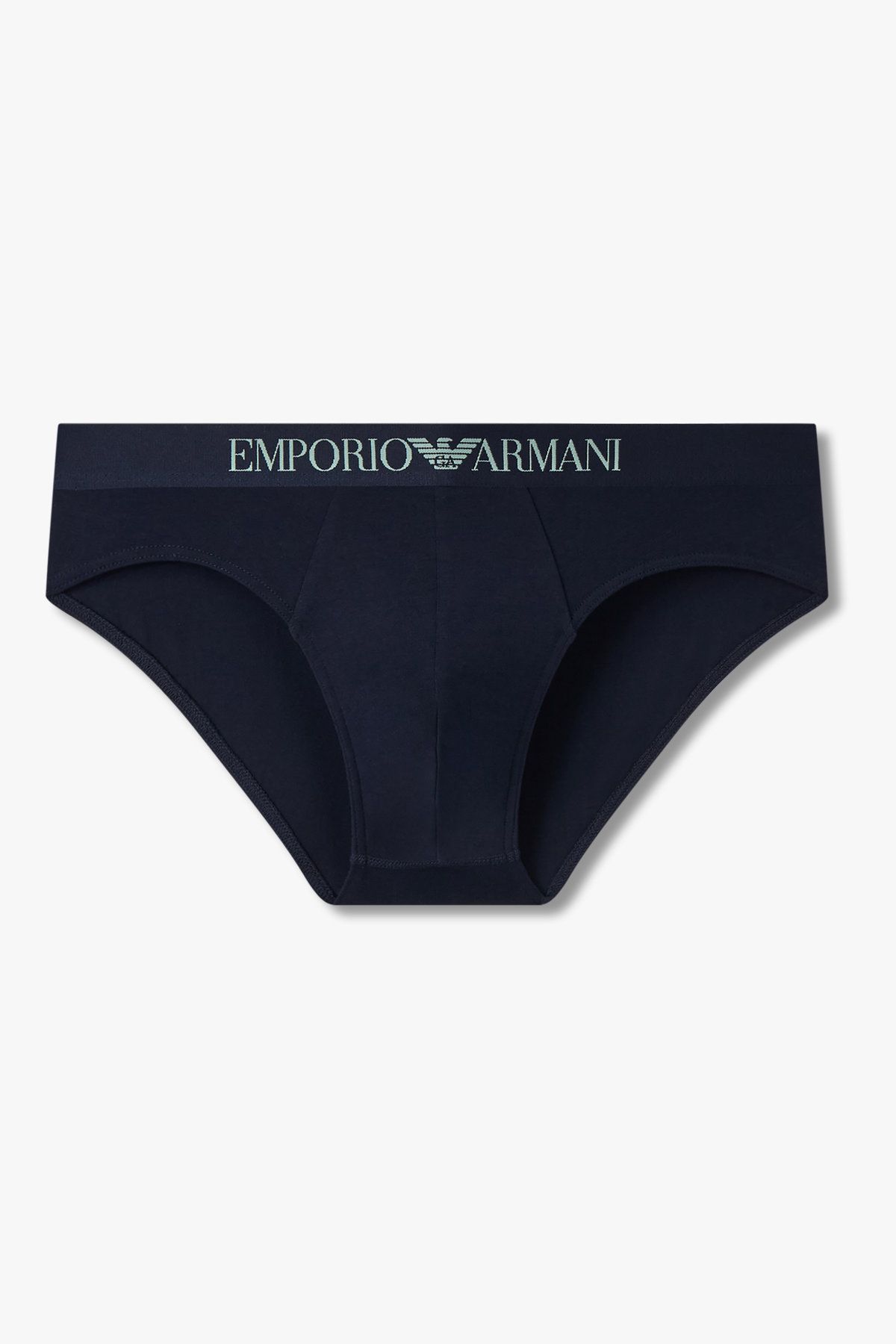 엠포리오 아르마니 언더웨어(EMPORIO ARMANI UNDERWEAR) 남성 로고 밴딩 솔리드 코튼 브리프_네이비 0815311034