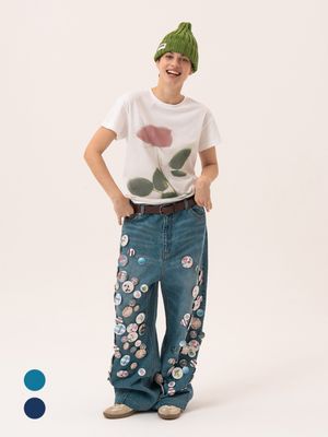 와이드 스트레이트 데님 팬츠