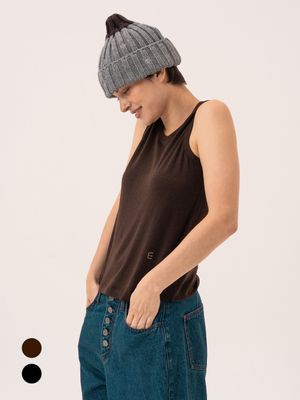 스티치 로고 슬림 울 슬리브리스