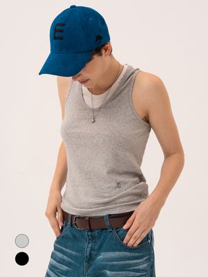 스티치 로고 페이크 레이어드 슬리브리스