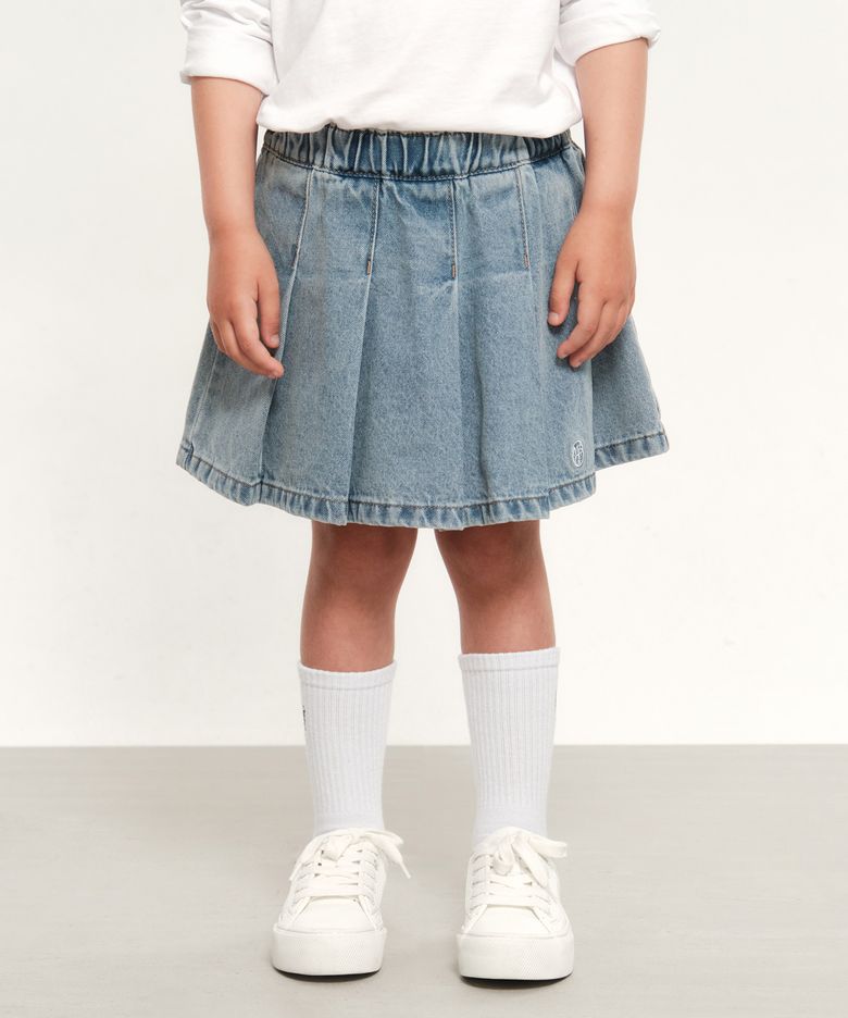 KIDS W PLEATED DENIM SKIRT blue