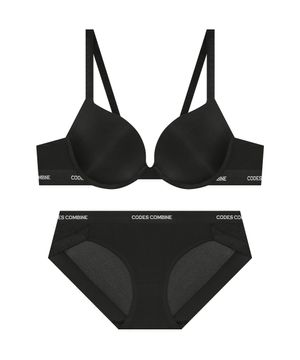 파워볼륨 원톤 베이직 브라팬티세트_블랙