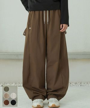 코튼 벌룬핏 사이드 스냅 와이드 팬츠_4Color