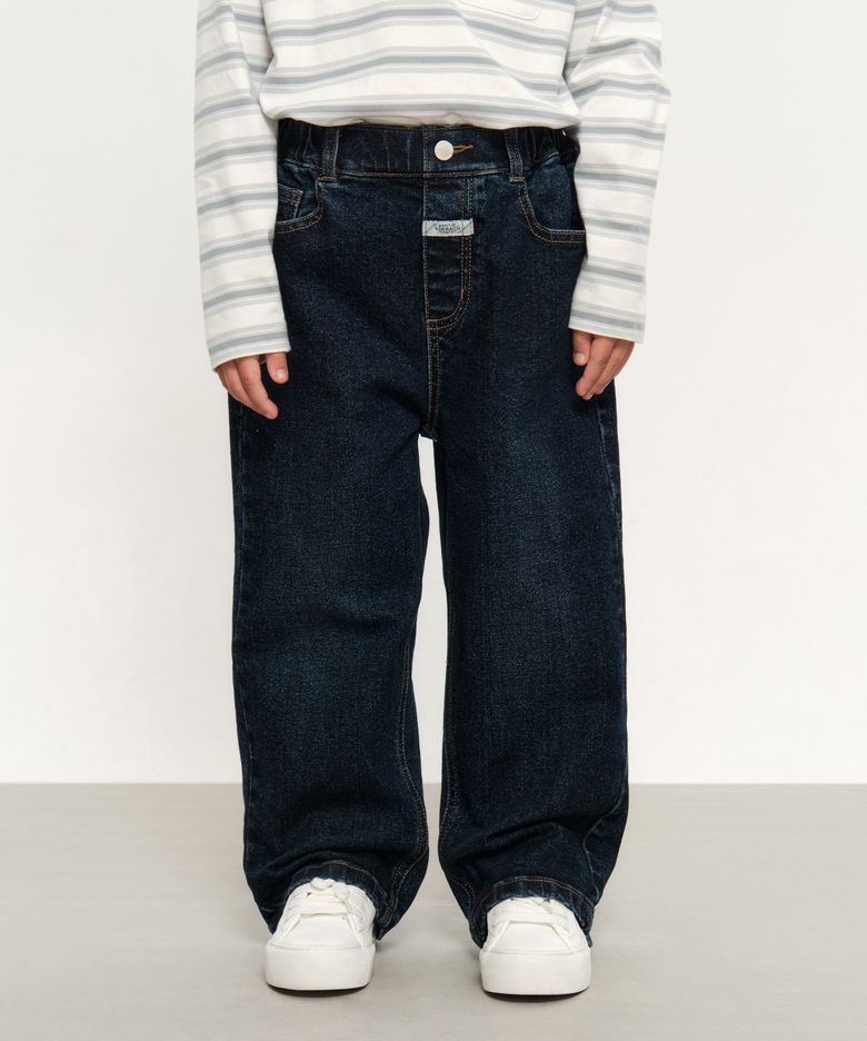 KIDS WIDE FIT DENIM PANTS dark blue