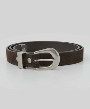 스웨이드 카우 레더 벨트 (다크 브라운)