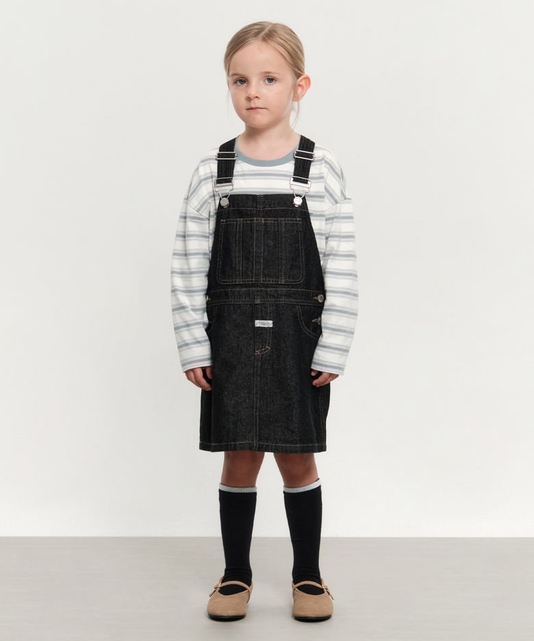KIDS W DENIM OVERALL SKIRT black