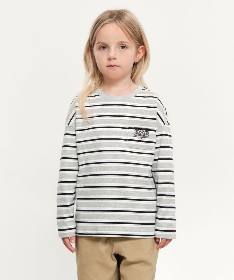 KIDS STRIPE LONG SLEEVE heather gray
