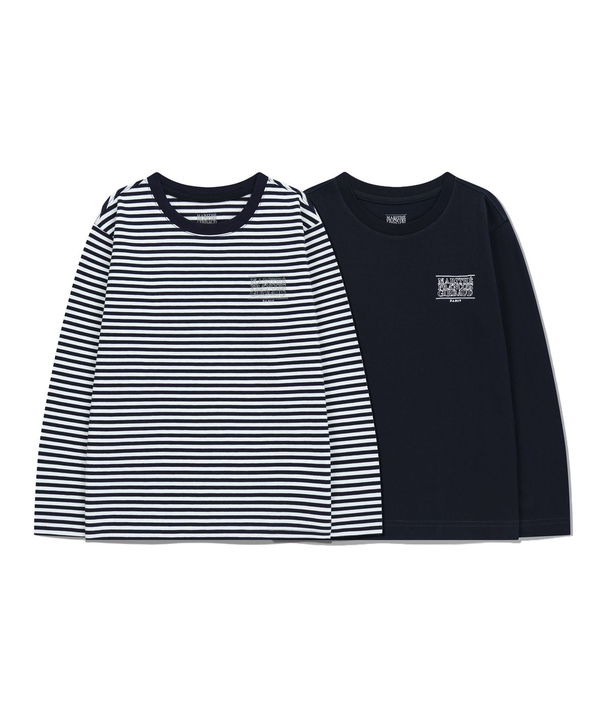 마리떼 키즈(MARITHÉ KIDS) KIDS DOODLE CLASSIC LOGO SOLID&STRIPE LONG SLEEVE (2PACK) navy