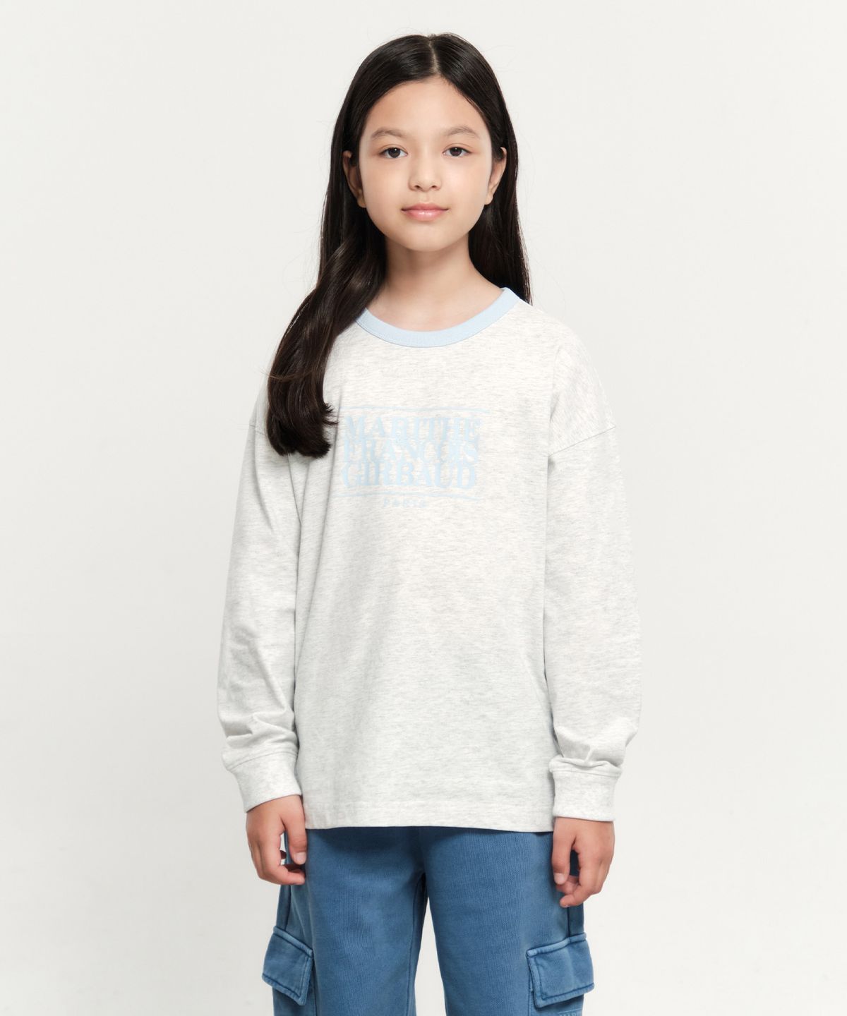 마리떼 키즈(MARITHÉ KIDS) KIDS CLASSIC LOGO LONG SLEEVE RINGER TEE light heather gray