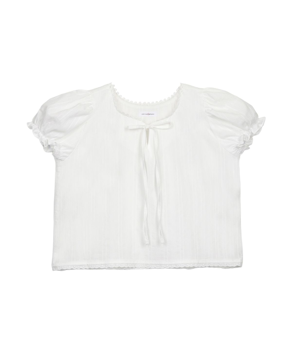 핑크파인애플(PINK PINEAPPLE) MISTY PUFF RIBBON BLOUSE_IVORY